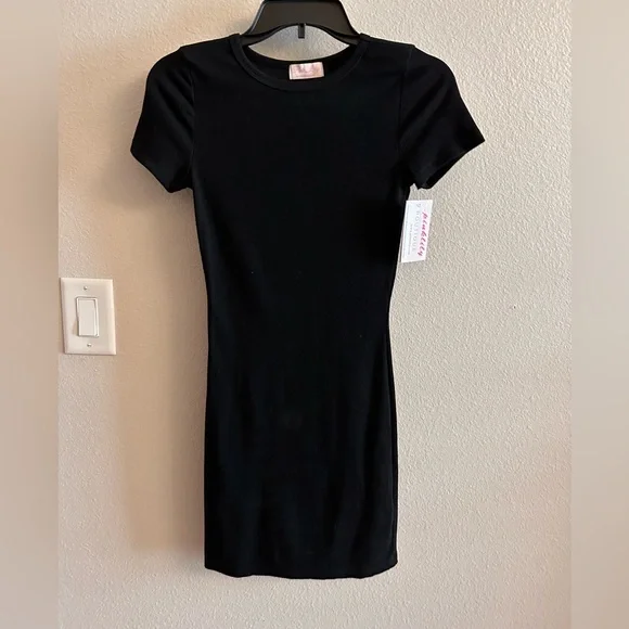 Pink Lily Black Ribbed Dress - Picture 1 of 4